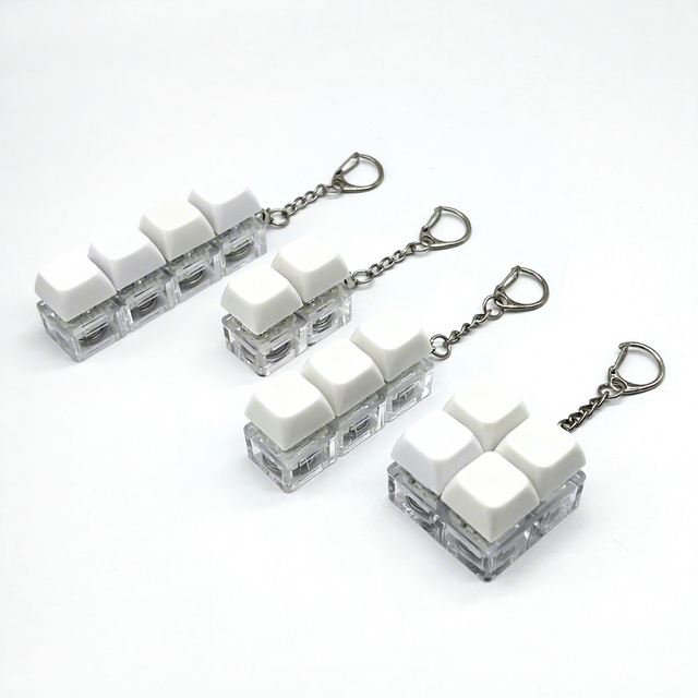 4-Key Mechanical Switch Tester Keychain - Stress Relief Fidget Toy  Keyboard Keycap Keyring for Desk & Gifts