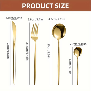 Juego de Cubiertos de Acero Inoxidable Dorado Estilo Portugués, 4/24 Piezas, Cuchillo para Carne, Tenedor, Cuchara, para Hotel y Restaurante, Venta al Por Mayor - Product Image 2