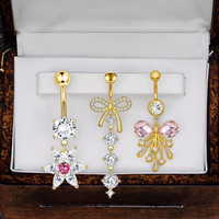 Piercing de nombril en acier inoxydable Xinfocus pour femmes, plaqué or, fleur pendante, anneaux de nombril, bijoux de mode pour femmes et hommes