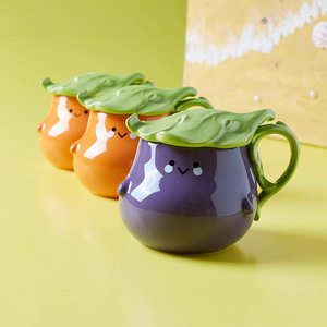 Caneca de Cerâmica em Forma de Berinjela e Caqui com Tampa, Produto Criativo Novo, Categoria de Produtos: Canecas de Cerâmica - Product Image 5