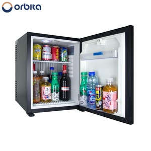 Dessus de table de chambre d'hôtel mini-réfrigérateur compact <span class=keywords><strong>30</strong></span>/40/60 <span class=keywords><strong>litres</strong></span> <span class=keywords><strong>petit</strong></span> verre porte d'entrée congélateur Absorption sans bruit mini bar en ABS - Product Image 1