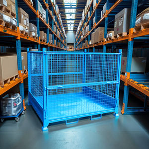 Gabbia per Pallet Pieghevole Resistente, Contenitore in Rete Metallica per Stoccaggio e Trasporto Merci - Product Image 1