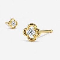 Pendientes de Diamantes con Corte Brillante en Forma de Trébol de Cuatro Hojas DHANI JEWELS, Oro Blanco, Amarillo y Rosa de 14K, Chapados en Oro, Claridad SI, Venta al Por Mayor