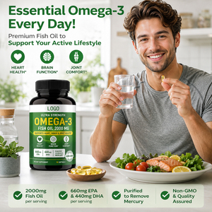 Capsules de oméga 3 en gélules, acides gras polyinsaturés, compléments nutritionnels riches en huile de poisson, EPA DHA, améliore l'immunité, sans OGM - Product Image 3