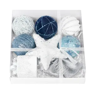 Neues Design Weihnachtsballsets handbemalt mit Glitter bemalte hängende Ornamente