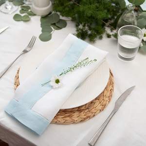 ผ้าเช็ดปากผ้าลินิน100% ผ้าลินินลินินสีขาวและสีแดงผ้าเช็ดปากผ้าเย็บริมผ้าเช็ดทำความสะอาดได้สำหรับตกแต่ง - Product Image 5