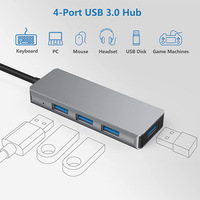 Hub USB C 4 ports, répartiteur USB 3.0, transfert de données 5 Gbps, boîtier en aluminium, type C mâle vers 4x USB-A femelle