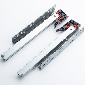 Glissière de <span class=keywords><strong>tiroir</strong></span> 3 voies en acier laminé à froid, à fermeture amortie, à ouverture par poussée, avec rail télescopique dissimulé et <span class=keywords><strong>amortisseur</strong></span> sous montant, pour salle à manger et chambre - Product Image 4