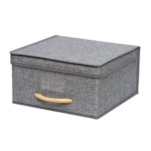 Caixa de armazenamento personalizada lavável, caixa de armazenamento feita de linho de poliéster com tampas