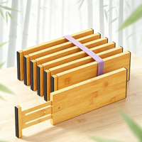Diviseurs de tiroirs en bambou réglables, lot de 6 organisateurs de tiroirs extensibles pour la cuisine, les vêtements et le bureau, s'adaptent aux intérieurs de tiroirs