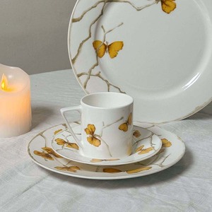 European-Style Yellow <b>Butterfly</b> Ceramic Coffee Cup Plate Dish Sets Vintage <b>Light</b> Luxury for Afternoon Tea Parties Wholesale - Product Image 5