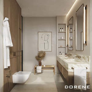 2025 Dorene Oak Wood Wall Mounted Double Sinks Mirror Set Hotel Home <strong>Bathroom</strong> Furniture Modern <strong>Bathroom</strong> Cabinets And Vanities - Product Image 3