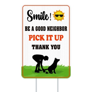 Panneau de signalisation pour ramassage des excréments de chien 12x18 en PP avec service de découpe pour jardin - Soyez un bon voisin - Product Image 1