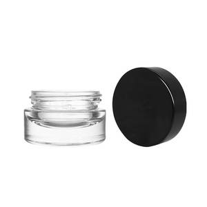 Pot en verre épais de luxe de 15 ml avec bouchon lisse noir RC pour crème pour les yeux et le visage - Product Image 1