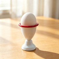 Vente en gros de tasses à œufs en émail de couleur blanche avec bord rouge, personnalisées avec logo de marque, pour restaurants, hôtels, maisons, cuisines, salles à manger