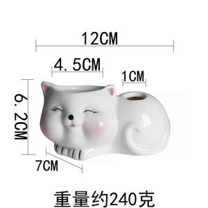 <span class=keywords><strong>Maceta</strong></span> <span class=keywords><strong>de</strong></span> Cerámica con Diseño <span class=keywords><strong>de</strong></span> Gato, Linda y Creativa, para Plantas Suculentas, <span class=keywords><strong>Maceta</strong></span> <span class=keywords><strong>de</strong></span> Cerámica Blanca Simple - Product Image 5