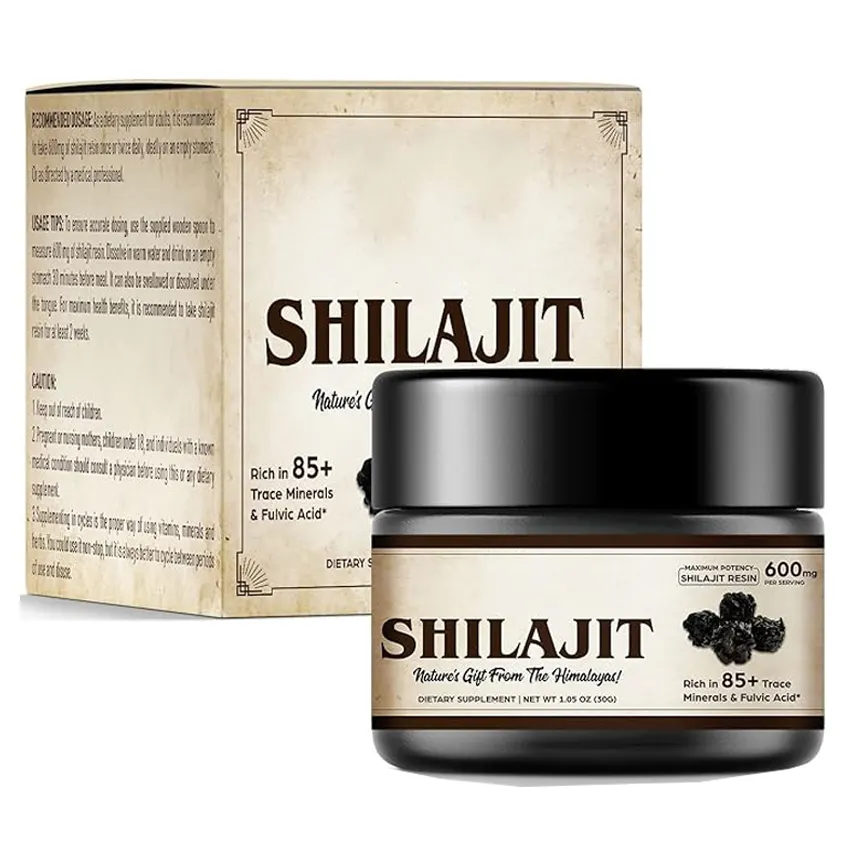 Organic Shilajit Resin Pure Himalayan with Minerals Fulvic Acid for Energy Immune Support Spoon Box Customized