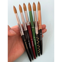 Pinceaux à ongles en poils de sable duveteux de couleur dégradée taille 16 pour la poudre acrylique, la construction d'ongles, les pinceaux pour l'art des ongles