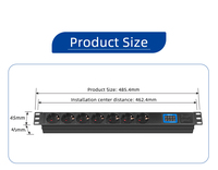 PDU OEM 19 pouces 1U 7 prises type Allemagne en alliage d'aluminium avec compteur V/A 16A 250V pour centre de données
