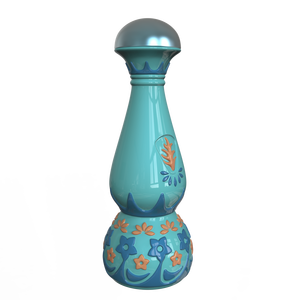 Bouteille de spiritueux personnalisée pour offrir des cadeaux en vrac Bouteille de <span class=keywords><strong>tequila</strong></span> mexicaine en céramique gaufrée bleu ciel avec motif floral fabriqué à la main - Product Image 2