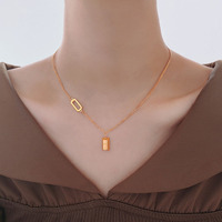 Collier pendentif tendance de luxe en acier inoxydable plaqué or 18 carats, chaîne à maillons, design minimaliste pour femme, cadeau d'anniversaire