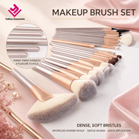 12Pcs Set Kuas Makeup Portabel Bulu Sintetis Lembut Alat Kosmetik Gagang Kayu Kantong Perjalanan Kulit PU Beige untuk Wajah dan Mata