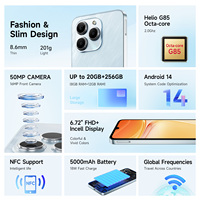 Teléfono Móvil FOSSiBOT S2 con Pantalla HD de 6.72 Pulgadas, 8GB de RAM, 256GB de ROM, Android 13, 5000mAh, NFC, 4G, Doble SIM, Global