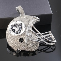 Casque de football des Raiders de Las Vegas (Europe et Amérique) en alliage de zinc, grand pendentif couronne et chaîne en bambou, cadeau unisexe