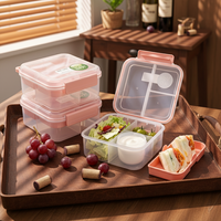Lonchera Bento Portátil Personalizada de 1250ml/1650ml, de PP, con 5 Compartimentos y Recipiente para Alimentos con Asa, para Niños y Escuela