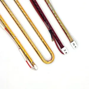 Elemento de calefacción halógena, chapado en oro, 6v, 10w, lámpara roja, elemento de calefacción para estufa eléctrica