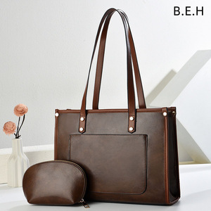 Bolso Tote An Ru Shi para Mujer, Gran Capacidad, Cuero Negro, Bolso de Hombro, Uso Diario Informal, Verano 2025 - Product Image 4