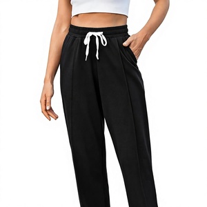 Pantalon de jogging pour <span class=keywords><strong>femme</strong></span> en coton à taille élastiquée, coupe droite, avec poches, idéal pour le sport et la détente - Product Image 1