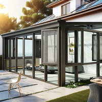 Kits de véranda modulaire préfabriquée en aluminium Gonho Modern Villa avec toits en verre isolant