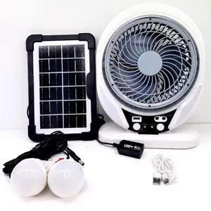 Cheap price 8 Inch Solar Desk Table Fan LED Light USB Solar Panel LiFePO4 Rechargeable Fan for Household Camping Outside