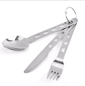 DF050 Students Detachable Outdoor Portable <b>Spoon</b> Fork Knife 3 Pcs Kit with Hook Loop <b>Ring</b> - Product Image 5
