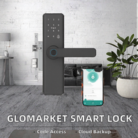 Cerradura Inteligente para Puerta con Wi-Fi, Control por Aplicación Tuya, Huella Dactilar, Pantalla Táctil, Teclado Numérico, Llave, Aleación de Aluminio, Almacenamiento en la Nube para Puerta de Aluminio