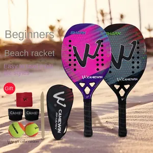 Raket tenis E4009 daya tinggi, 3K serat karbon dan bahan nilon untuk Tenis Pantai dengan ayunan lebih kuat