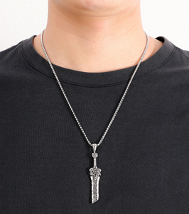 Nouveau pendentif en acier titane rétro à la personnalité unique, pendentif en forme d'épée cassée de chevalier bananier, pour hommes et femmes, DMP 076 - Product Image 4