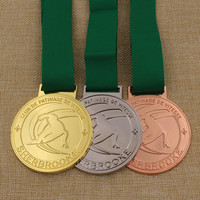 Médailles de récompense personnalisées en alliage de zinc durable pour courses sportives et marathons, or, argent, bronze, avec ruban sublimé pour cadeaux promotionnels