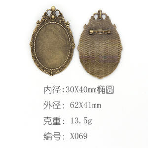 Komi 30X40mm Base en alliage de gemme ronde Vintage Time pour accessoires de bricolage avec broche de personnalisation d'image religieuse croisée faite à la main - Product Image 6