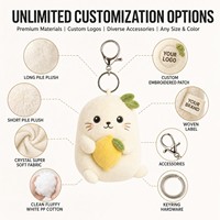 Porte-clés en peluche personnalisé Lucky Lemon Seal, service de conception sur mesure, cadeau promotionnel pour casino, personnage original, marchandise de marque, OEM ODM