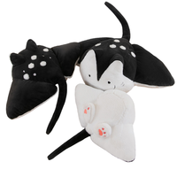 Gros Peluche Chat Raie Manta Jouets En Peluche Animal En Peluche Décoration De La Maison Enfants Cadeau D'anniversaire Noir Poupée Chat Raie Manta