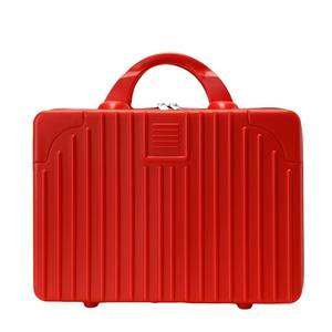 Trousse de maquillage rouge mini avec fermeture éclair, légère, pour voyage, roulettes pivotantes, design uni, pour usage de loisirs - Product Image 1