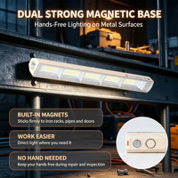 Lampe de travail LED rechargeable personnalisable 1100LM, 5 modes, base magnétique double, fonction batterie externe pour camping, inspection, urgence