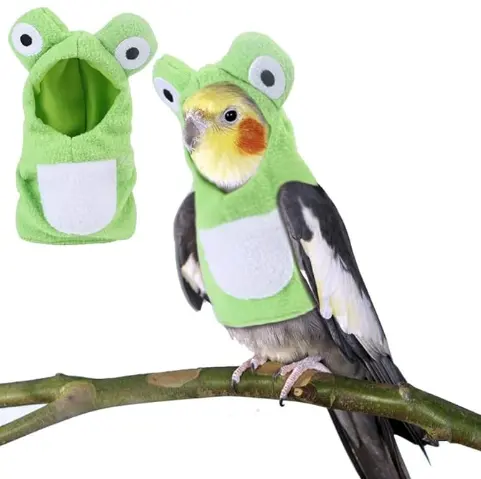 Pet Clothing Bird Coat Frog Shaped Parrot Clothing Warm Cute Transformation Dressup Jacket Cosplay Outfit Hoodies