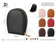 Portacarte ovale a fisarmonica da donna in pelle PU con chiusura a cerniera da 4 pollici per riporre carte di credito - Product Image 1