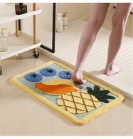 Keset Kamar Mandi Persegi Panjang Modern dari Microfiber TPR dengan Alas Anti-Selip, Daya Serap Tinggi, Pola Bunga, Ketebalan Sedang, Dapat Dicuci dengan Mesin.