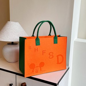 Nuova <span class=keywords><strong>Borsa</strong></span> Tote Morbida in Feltro Non Tessuto con Logo Personalizzato e Lettere Cartoon, <span class=keywords><strong>Borsa</strong></span> per lo Shopping di Grande Capacità per Donne - Product Image 6