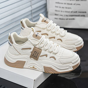 Chaussures de skate décontractées pour hommes, style coréen tendance, <span class=keywords><strong>à</strong></span> lacets, respirantes, durables, <span class=keywords><strong>à</strong></span> <span class=keywords><strong>semelle</strong></span> <span class=keywords><strong>épaisse</strong></span>, blanches, pour l'automne - Product Image 3
