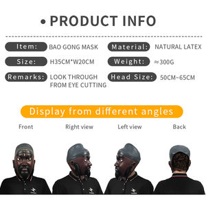 Halloween Crossdresser Prop Maskerade Black Bao Gong Realistische Full Head <span class=keywords><strong>Latex</strong></span> Mannelijke Masker Cosplay Party Custom Maskers - Product Image 6